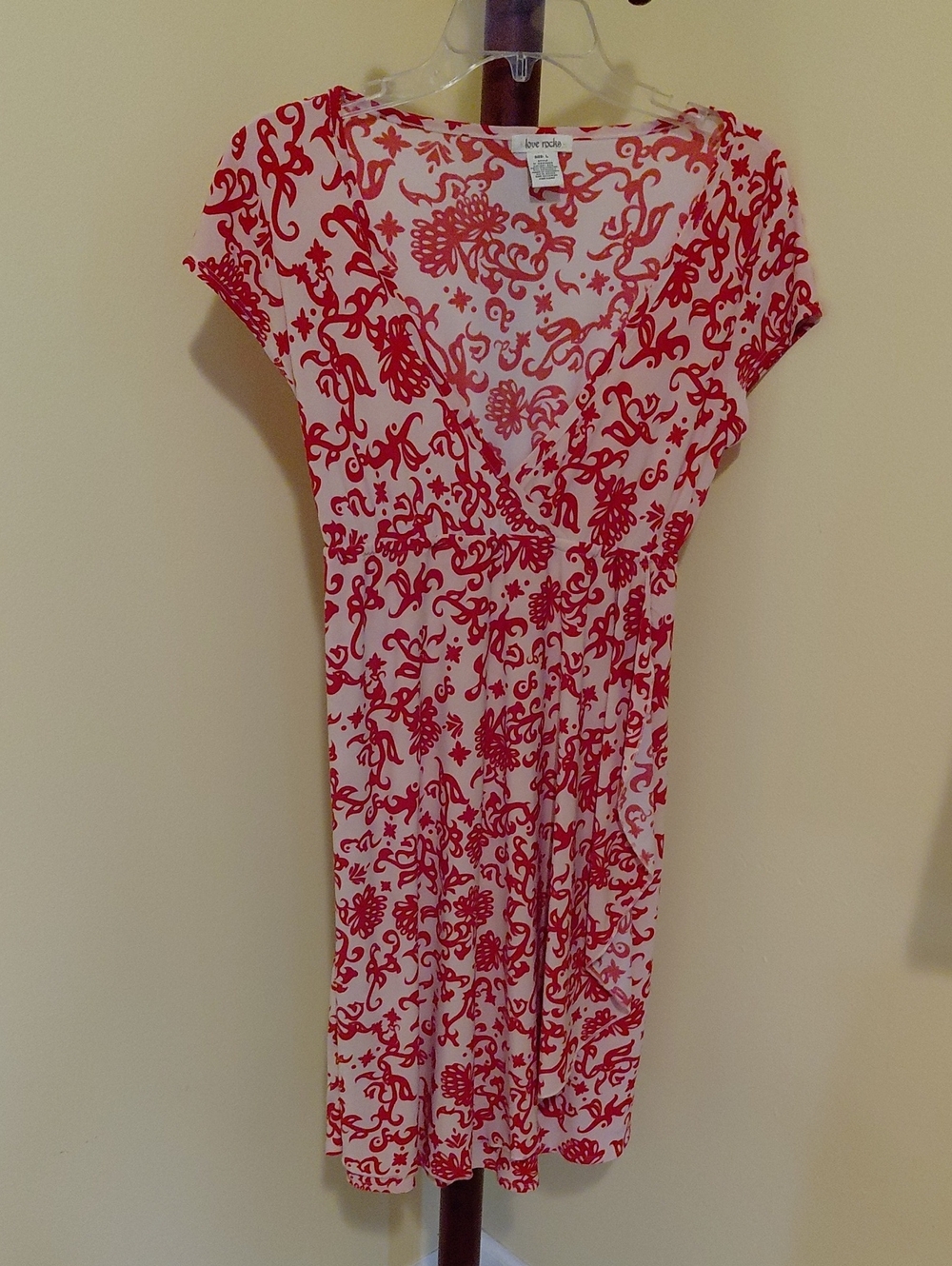 Love Rocks Red & White Floral Surplice Dress